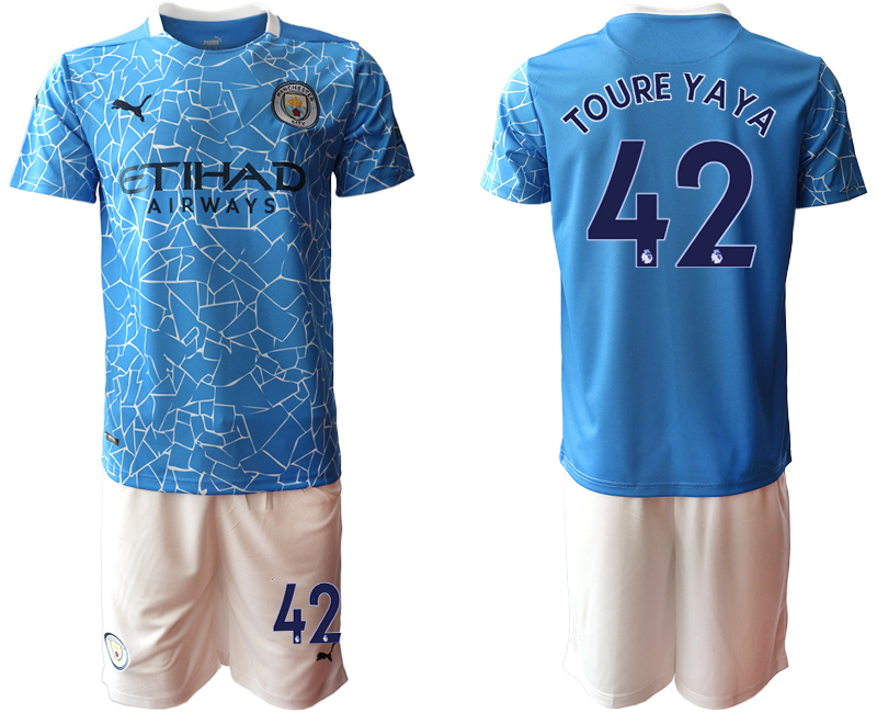Men 2020-2021 club Manchester City home #42 blue Soccer Jerseys